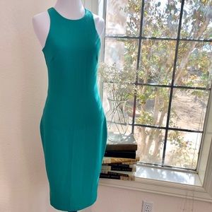 H&M teal razor back pencil bodycon dress